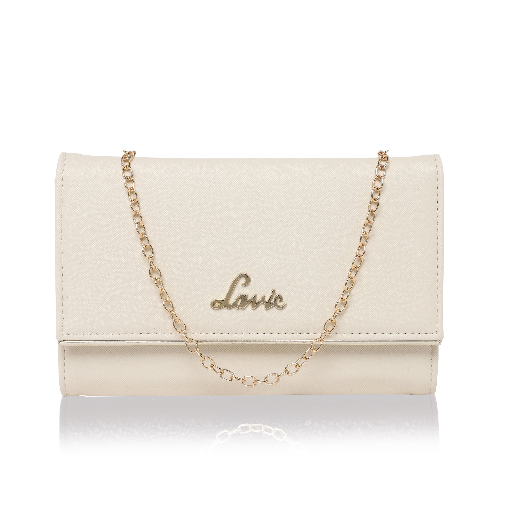 Women's Off White Party Solid Clutch