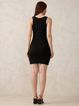 Women's Black Casual Bodycon Solid Dress