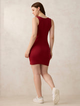 Women's Red Casual Bodycon Solid Dress
