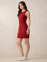 Women's Red Casual Bodycon Solid Dress