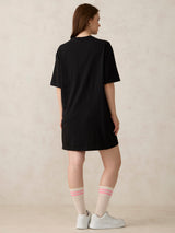 Women's Black Casual Relaxed Fit Printed Dress