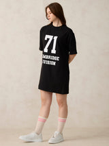 Women's Black Casual Relaxed Fit Printed Dress