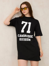 Women's Black Casual Relaxed Fit Printed Dress