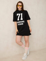 Women's Black Casual Relaxed Fit Printed Dress