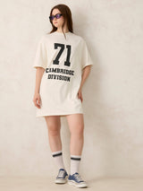 Women's White Casual Relaxed Fit Printed Dress