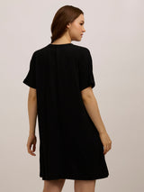 Women's Black Casual Regular Fit Solid Dress