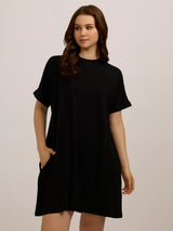 Women's Black Casual Regular Fit Solid Dress