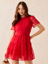 Women's Red Tiered Mini Dress