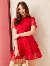 Women's Red Tiered Mini Dress