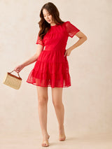 Women's Red Tiered Mini Dress
