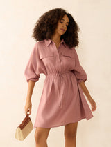 Women's Beige Mini Utility Detail Dress