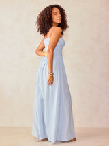 Women's Blue Noodle Strap Fit and Flare Dress
