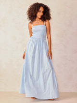 Women's Blue Noodle Strap Fit and Flare Dress
