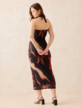 Women's Multicolor Halter Neck Bodycon Dress