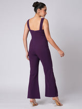 Women's Sweetheart Neck Strappy Shoulder Solid Side Slits Party Jumpsuit