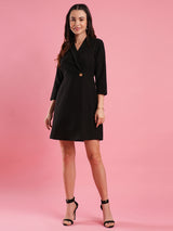 Women's Shawl Lapel Solid Mini Workwear Blazer Dress