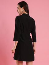 Women's Shawl Lapel Solid Mini Workwear Blazer Dress