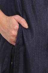 Women's Navy Blue Embroidered Mukaish Straight Karnataka Silk Kurta and Straight Pants