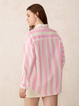 Women's Pink Striped Oversized Shirt