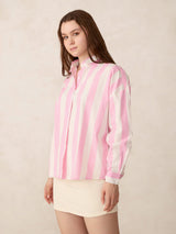 Women's Pink Striped Oversized Shirt