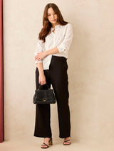 Women's White Solid Studded Regular Shirt