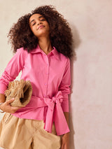 Women's Pink Front Knotted Shirt