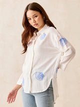 Women's White Oversized Full Sleeved Shirt