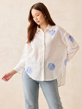 Women's White Oversized Full Sleeved Shirt