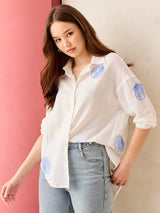 Women's White Oversized Full Sleeved Shirt
