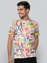 Men's Slim Fit Looney Tunes Printed Round Neck Tshirt