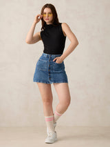 Women's Black Casual Fitted Solid Top