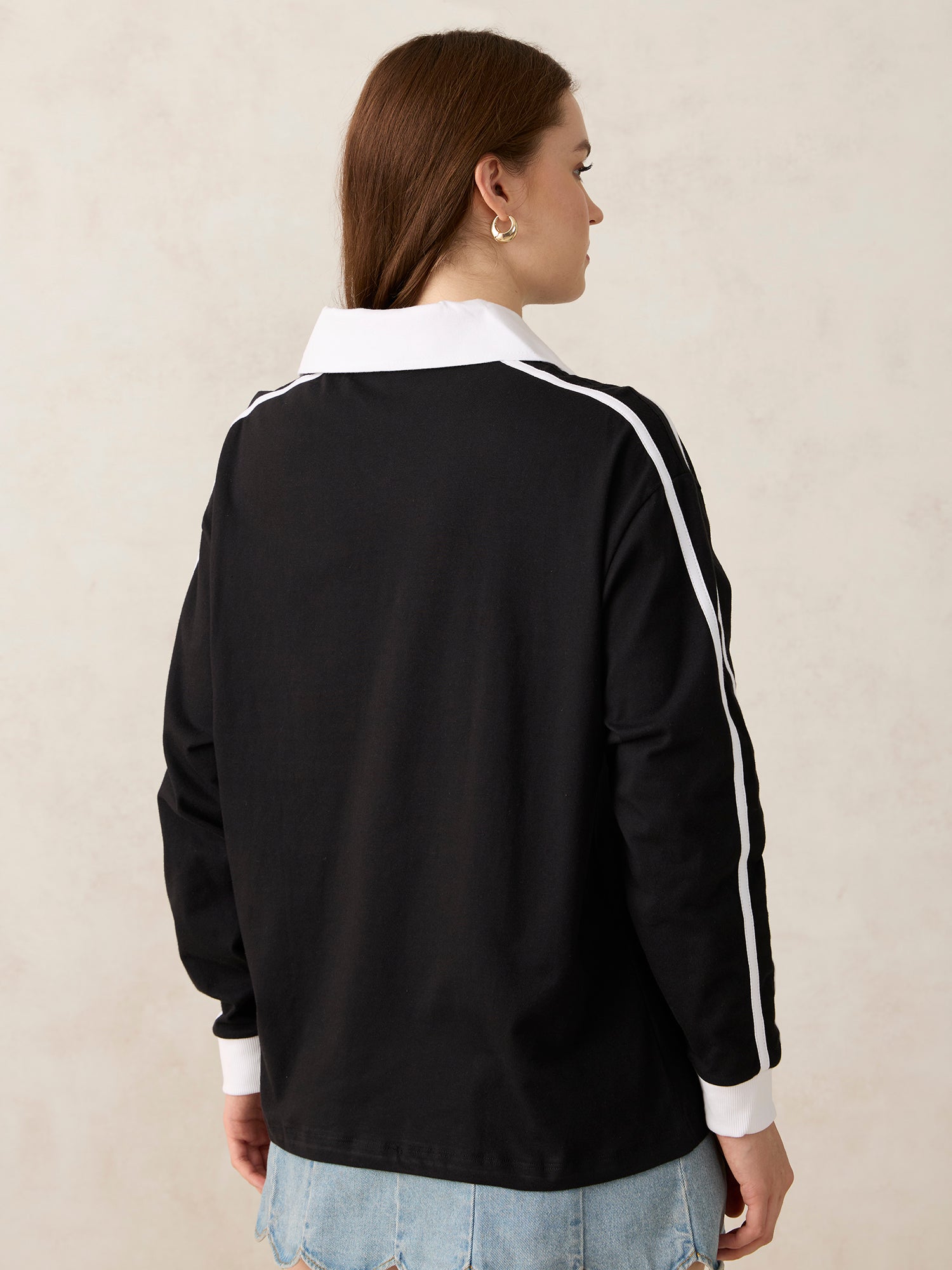 Women's Black Varsity Graphic Tshirt