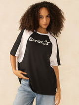 Women's Black Oversized Graphic Print Tshirt