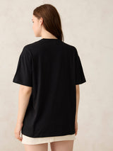 Women's Black Casual Oversized Fit Solid Tshirt