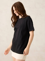 Women's Black Casual Oversized Fit Solid Tshirt