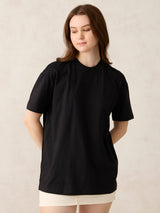 Women's Black Casual Oversized Fit Solid Tshirt