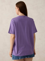 Women's Purple Casual Oversized Fit Solid Tshirt