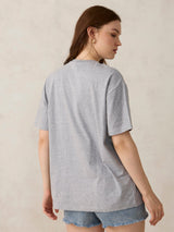Women's Grey Graphic Oversized Tshirt