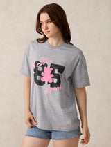 Women's Grey Graphic Oversized Tshirt