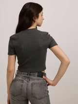 Women's Grey Casual Slim Fit Solid Top