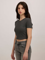 Women's Grey Casual Slim Fit Solid Top