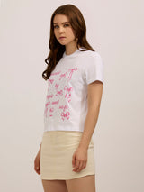 Women's White Graphic Regular Tshirt