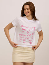 Women's White Graphic Regular Tshirt