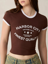 Women's Brown Graphic Cropped Tshirt