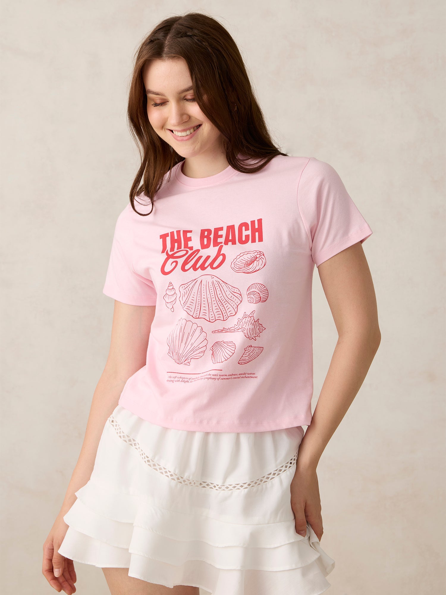 Women's Pink Casual Printed Half Sleeves Tshirt