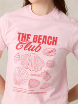 Women's Pink Casual Printed Half Sleeves Tshirt