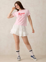 Women's Pink Casual Printed Half Sleeves Tshirt