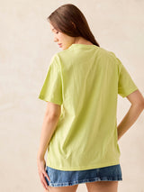 Women's Lime Crew Neck Graphic T-Shirt