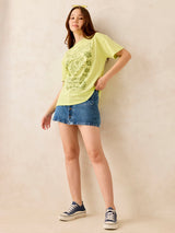 Women's Lime Crew Neck Graphic T-Shirt