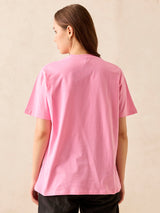 Women's Pink Crew Neck Graphic T-Shirt
